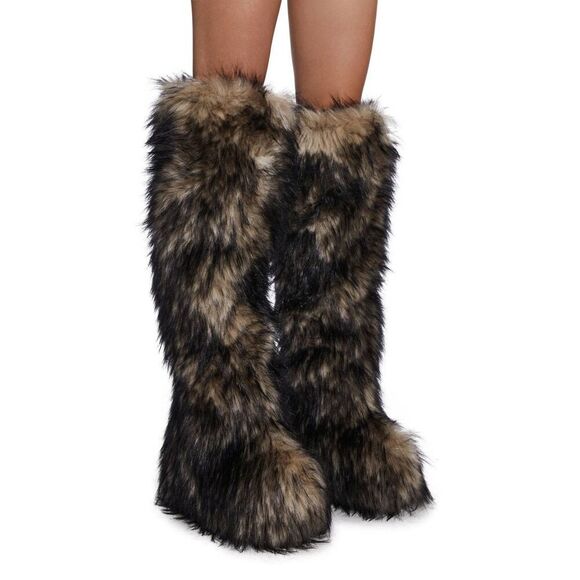 Club Exx Wild Instincts Thigh High Faux Fur Boots - Picture 7 of 8